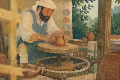Potter Hands Shaping Clay in Rustic Workshop