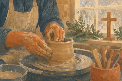 Potter Hands Shaping Clay in Faithful Renewal