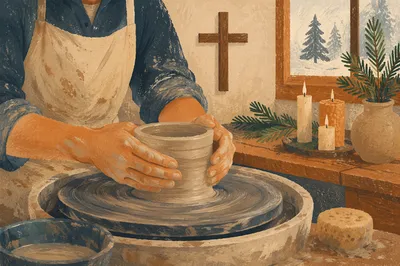 Potter Hands Shaping Clay with Christian Hope