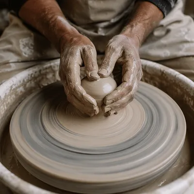 Potter Hands Shaping Wet Clay