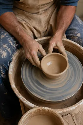 Potter Hands Shaping Clay Bowl