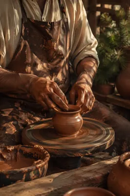 Potter Hands Shaping Clay Vessel