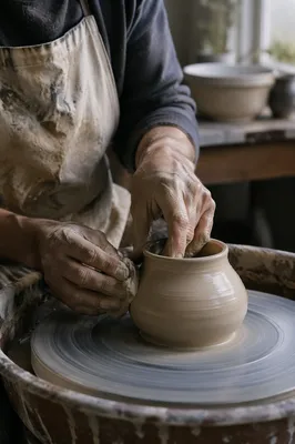 Potter Hands Shaping Clay Vessel