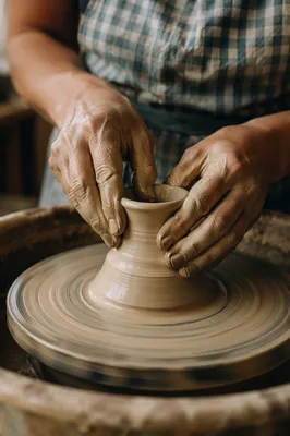 Potter Hands Shaping Clay Vessel