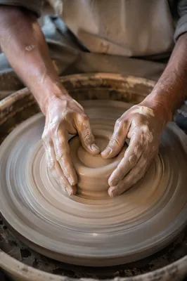 Potter Hands Shaping Wet Clay