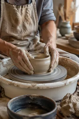 Potter Hands Shaping Clay Vessel