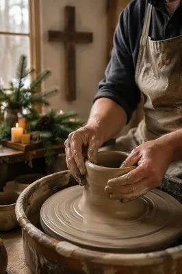 Potter Hands Shaping Clay with Christian Hope