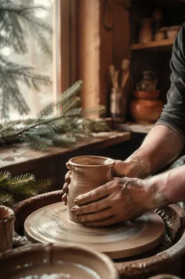 Potter Hands Shaping Clay in Morning Light