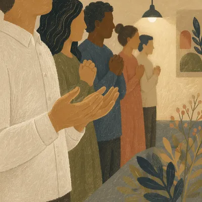 Prayer Group Hands Joined in Quiet Fellowship