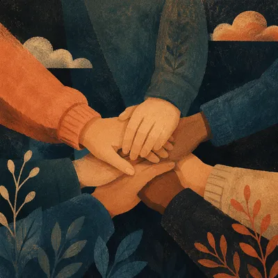 Prayer Group Hands Joined in Unity