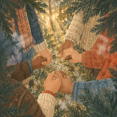Evergreen Prayer Circle With Joined Hands
