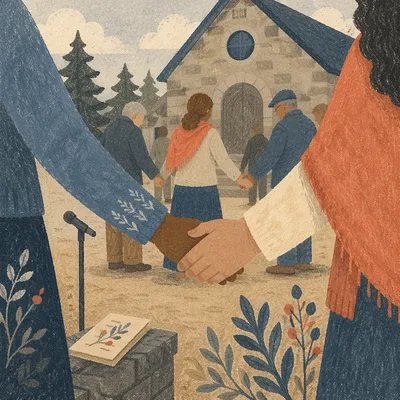 Community Prayer Circle With Joined Hands
