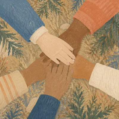 Hands Joined in Outdoor Prayer Circle