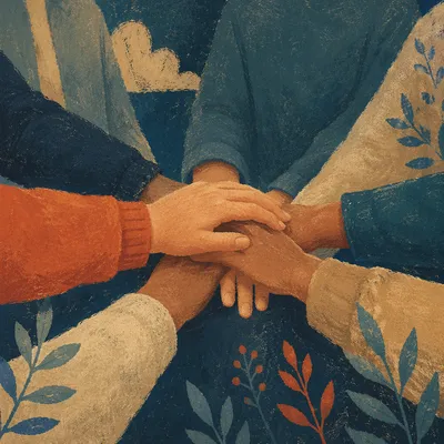 Prayer Group Hands Joined in Unity