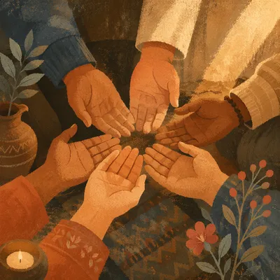 United Hands in Quiet Prayer Circle