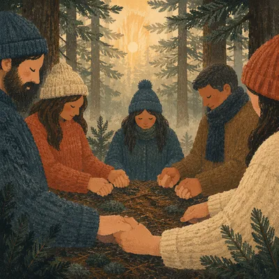 Evergreen Forest Prayer Circle Hands