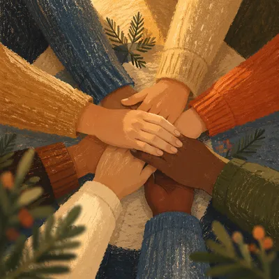 Prayer Group Hands with Evergreen Hope