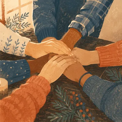 Joined Hands in Evergreen Prayer Circle