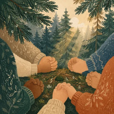 Prayer Group Hands in Evergreen Grove
