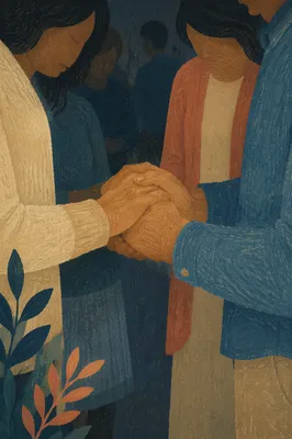 Prayer Group Hands Joined in Reverent Fellowship