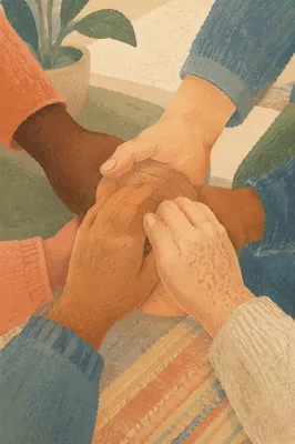 Prayer Circle Hands in Gentle Unity