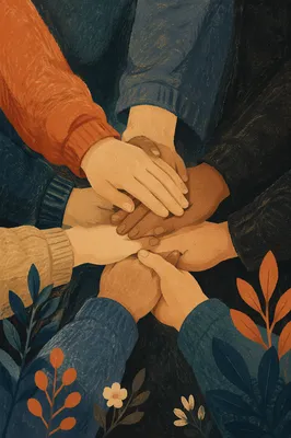 Prayer Group Hands Joined in Unity