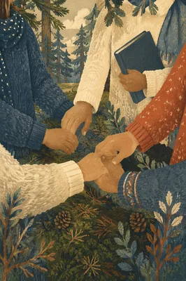 Prayer Group Hands in Evergreen Grove