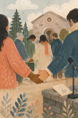 Community Prayer Circle With Joined Hands