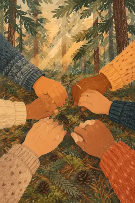 Prayer Circle Hands in Evergreen Grove