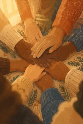 Prayer Group Hands with Evergreen Hope