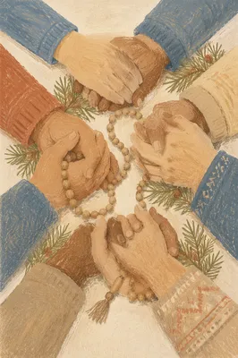 Evergreen Prayer Circle with Joined Hands