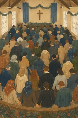 Evergreen Chapel Prayer Group With Joined Hands