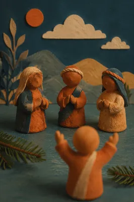 Terracotta Prayer Circle with Evergreen Sprigs