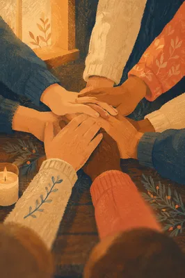 Evergreen Prayer Circle with Joined Hands