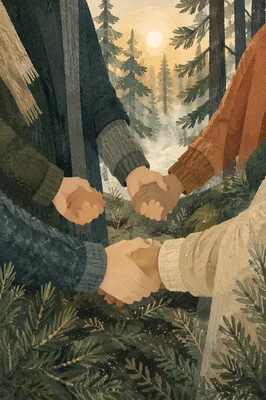 Prayer Group Hands in Evergreen Grove