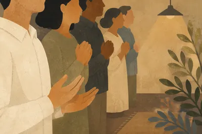 Warm Prayer Group Hands Joined in Fellowship