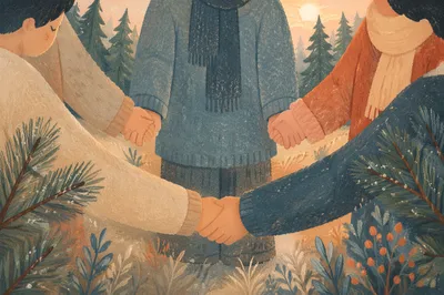 Prayer Group Hands in Evergreen Grove