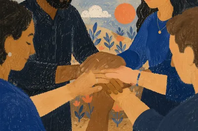 Diverse Prayer Group Hands in Unity