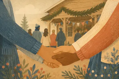Prayer Group Hands Joined in Evergreen Unity