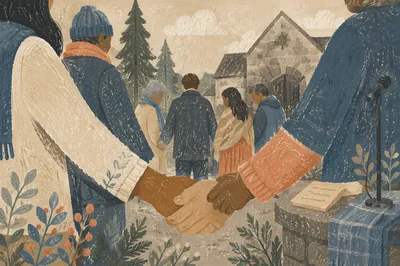 Community Prayer Circle with Joined Hands
