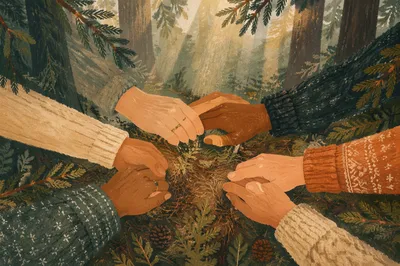 Prayer Circle Hands in Evergreen Grove