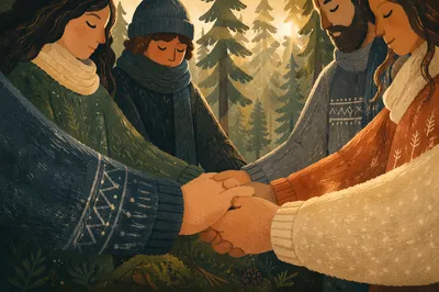 Evergreen Prayer Circle With Joined Hands