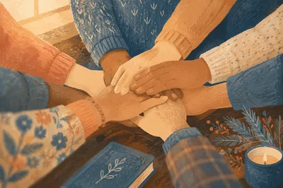 Evergreen Prayer Circle With Joined Hands