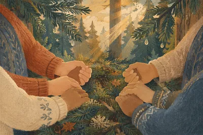 Prayer Group Hands in Evergreen Grove