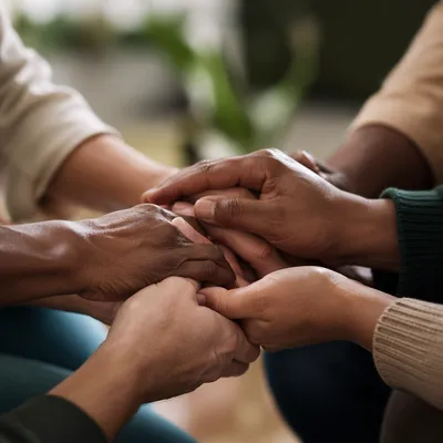 Prayer Circle Hands in Gentle Unity