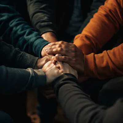 Prayer Group Hands Joined in Unity
