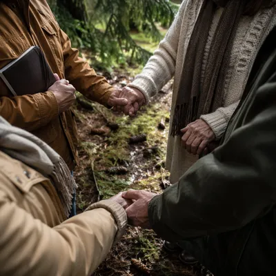 Prayer Group Hands in Evergreen Grove