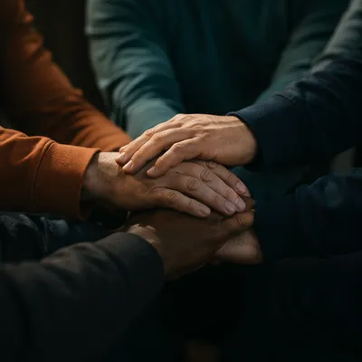 Prayer Group Hands Joined in Unity