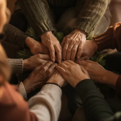 Prayer Group Hands in Evergreen Unity