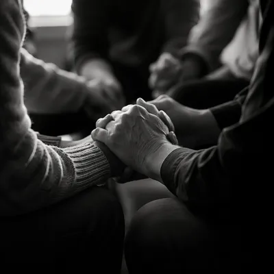 Joined Hands in Reverent Prayer Circle